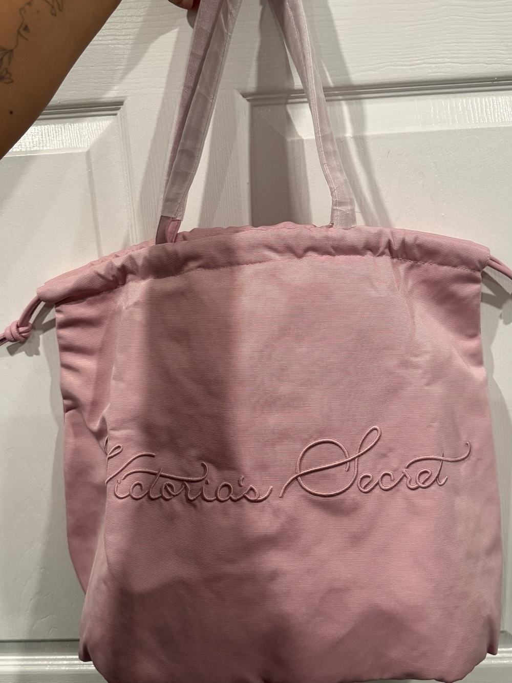 Victoria's Secret Light Pink Embroidered Tote